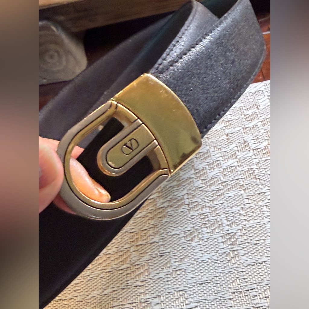 Valentino Garavani Black Belt With Gold Clasp